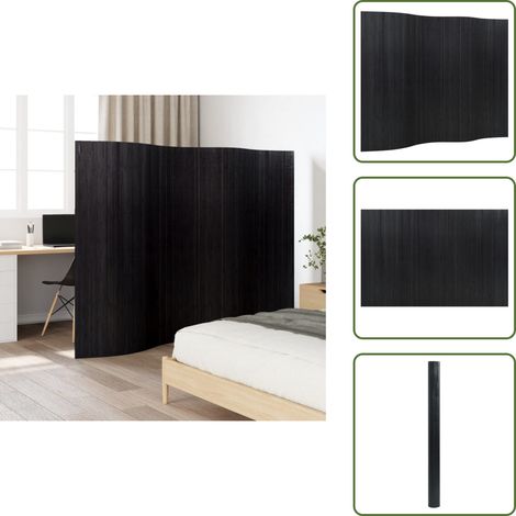 Biombo negro - vidaXL Biombo divisor de bambú negro ancho 250 cm alto 165 cm - Decoración interior