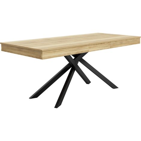 Extendable Table 140 to 180 cm for 6 to 8 People 93mm Thick Top Table Salle A Manger Table Extensible with Crossed Legs for Home Kitchen Dining Room (1/5)