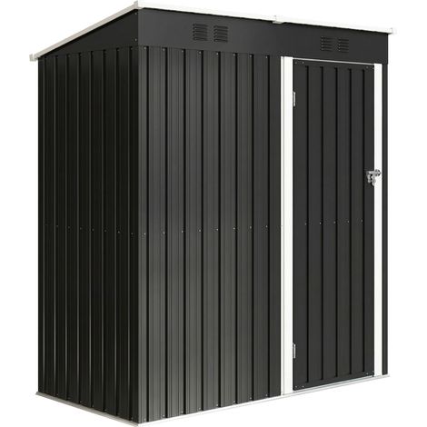 Abri de jardin Maulbach compact résistant acier anthracite 1,37 m² porte sécurisée (1/5)