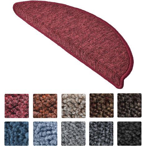 Beautissu ProStair Alfombras pequeñas semicirculares para escaleras (55 x 15 cm), set de 15 unidades	Burdeos, 55 x 15 x 4 cm