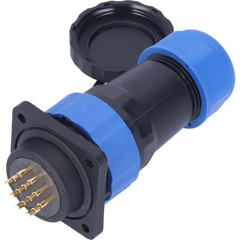 Connecteur électrique étanche IP68 fiche femelle carrée 4 trous prise aviation 380V 10A SP2814 broche (1/5)