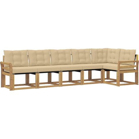 Conjunto de sofás de exterior 6 uds. y Beige vidaXL (1/5)