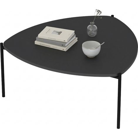 Mesa de Centro Atesino, con Patas, Forma Triangular, Tono de Tapa Antracita, 90x89x40h cm Negro Antracita