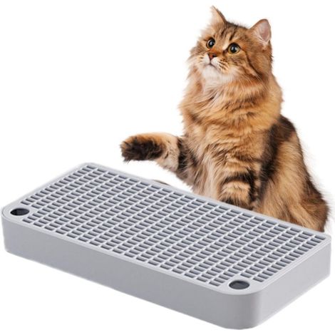 Beyamis Bac à litière pour chat avec rampe anti-fuite et pédale gris clair (1/4)