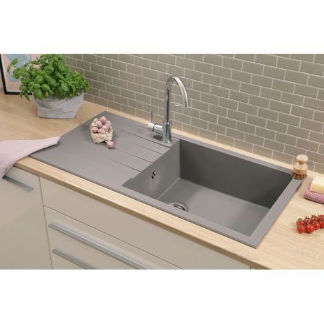 Lavello da cucina Lavello da incasso Granito Mineralite 100x50 Nero Respekta Houston
