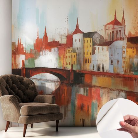 Tapete Selbstklebend - abwaschbar - Tapete mit Motiv - trendige Wanddeko - elegant Fototapete Stadtlandschaft 250x250 cm (1/5)