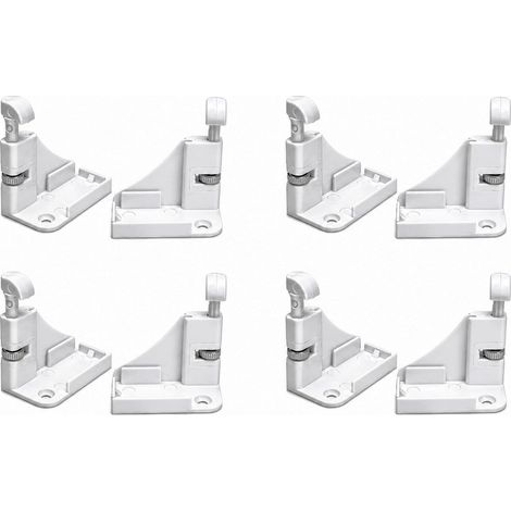 Retenues pour moustiquaire enroulable - Attache avec frein réglable et écrou - Butées de rechange pour moustiquaire - Compatible avec fenêtres et portes (blanc, 4 jeux) (1/5)