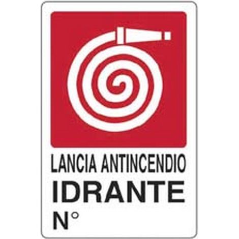 10PZ CARTELLO "LANCIA ANTINCENDIO IDRANTE N°" - cm.20x30h.