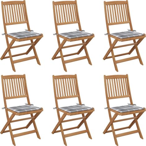 Klappbare Gartenstühle 6 Stk. mit Kissen Massivholz Akazie (1/5)