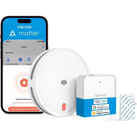 Détecteur de fumée Connecté Alarme incendie Wi-Fi Double capteur optique 33 mm avec Hub MSH450 (1/5)