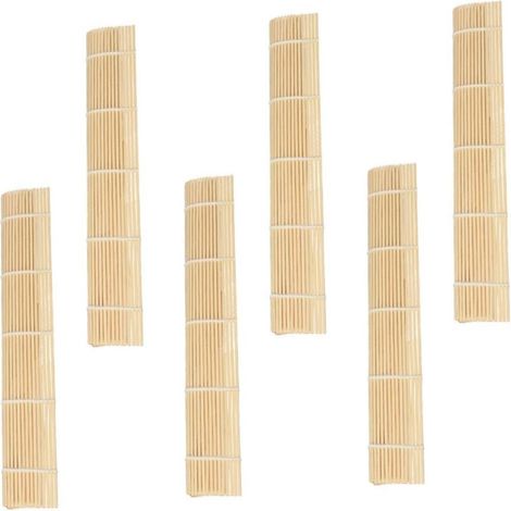6 pièces Set de Tapis en Bois pour Sushi Outil de Cuisine pour Riz Natte Sushi Réutilisable Facile à Nettoyer et Rangement Compact pour Préparation Maison