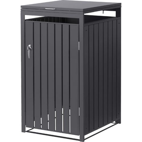 ML-Design Copribidone per spazzatura singolo 240L 68x80x120 cm antracite in acciaio resistente esterno box contenitore cassonetto pattumiera bidone raccoglitore rifiuti richiudibile con porta (1/5)