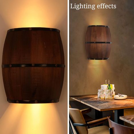 Vintage-Wandleuchte aus Holz, Vintage-Industrie-Wandleuchte, Rustikale Wandleuchte, Antike Wandleuchte für Flure, Büros, Restaurants [Energieeffizienzklasse A+].