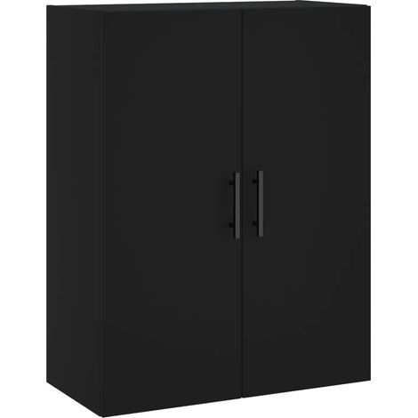 Elegante mobiletto a parete con ampio spazio contenitivo 69,5 x 34 x 90 cm realizzato in legno composito nero 020048597