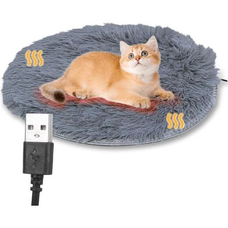Chauffant pour Chat, Couverture électrique pour Animal de Compagnie en Peluche, Coussin Chauffant pour Chien de Charge USB pour Petits Chiens, Chats,40cm (1/4)