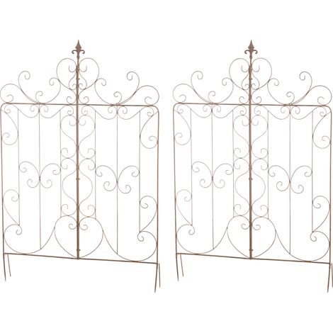 Set di 2 tralicci da giardino per piante rampicanti 133x99 cm in metallo marrone invecchiato 100003836