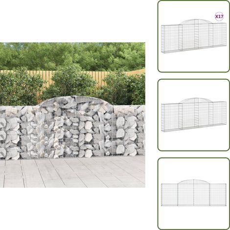 Paniers à gabions arqués 10 pcs 300x30x100/120 cm fer galvanisé - Panier Gabion - Mur Gabion - Clôture Gabion - Décoration Jardin - Barrière Jardin