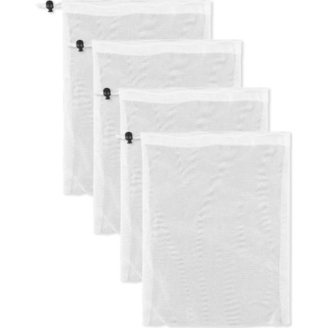 Lot de 4 Sac filtrant, maille fine nylon, cordon serrage, pour aspirateur piscine, bassin poisson (1/5)