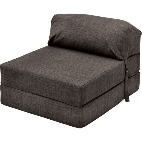 Loft 25 - Materasso pieghevole per adulti, materasso per ospiti per soggiorno, materasso futon da interno 168x60x14 cm con poggiatesta, materasso trasformabile per viaggi e campeggio - Cioccolato (1/5)