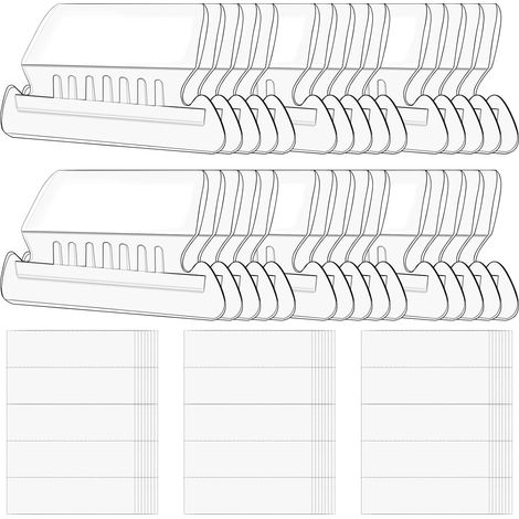 Lot de 100 étiquettes en plastique transparent avec inserts, onglets de dossier suspendus pour une identification rapide des dossiers suspendus, faciles à lire, inserts de fichiers suspendus (1/5)