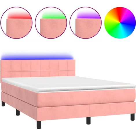 Maison Exclusive - Sommier à lattes de lit avec matelas et LED Rose 140x190 cm (1/5)