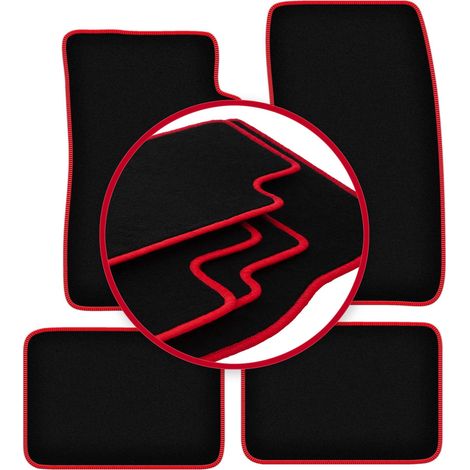 Alfombrillas de terciopelo con borde rojo para Daihatsu Feroza F300 / F310 todoterreno (1989-1998) (1/5)