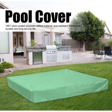 Couverture de Piscine - DILWE - Housse Étanche pour Bac à Sable Enfant - Vert 120x120x20cm (1/4)