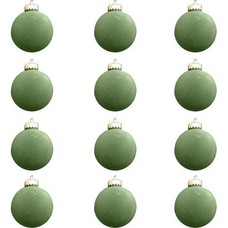 Lot de 12 Boules De Noël en Velours Boules de Noël Floquées en Suspendre pour Sapin de Noël Vert/Rouge Décorations De Noël en Velours Boules De Noël pour Décoration d'arbre De Noël 6 cm (Vert) (1/5)