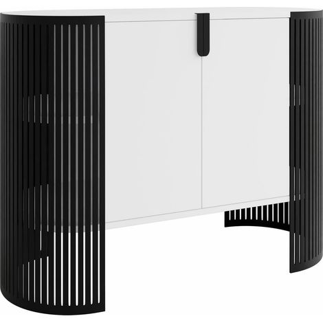 Aparador Civer, Negro + Blanco, 90x120cm, Número de puertas: 040cm, Metal, Aglomerado laminado