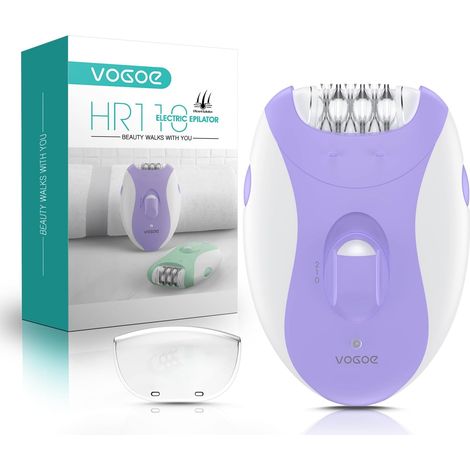 Epilateur Electrique Femme avec 21 Pinces et Lumière LED, HR110  Pour Bras Jambes Visage Lèvres et le maillot, 2 Vitesses Epilateur Sans Fil, Epilateur Rechargeable et portable, Violet (1/5)