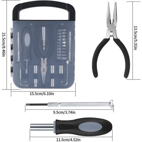 Boîte à Outils Portable 22 Pièces avec Tournevis de Précision – Coffret Compact pour Bricolage, Réparation Électronique et Maintenance Domestique (1/3)
