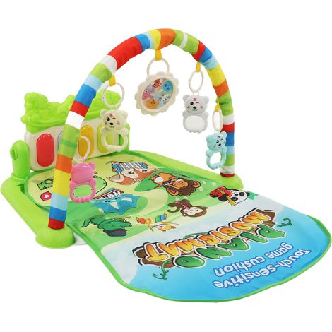 Tapis d'éveil pour bébé, piano avec jouets musicaux, sons et lumières, vert (1/5)