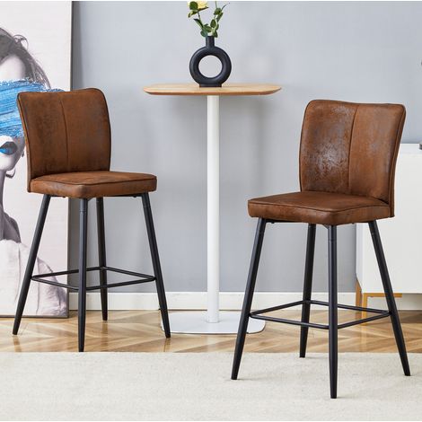Stuhl Barstuhl 101 cm ergonomisch braun schwarz OKMYHOME (1/5)