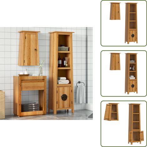 The Living Store 2-tlg. Badmöbel-Set Massivholz Kiefer - Badmöbel - Badschränke - Kiefernholzmöbel - Vintage Badezimmer - Badezimmerausstattung (1/5)