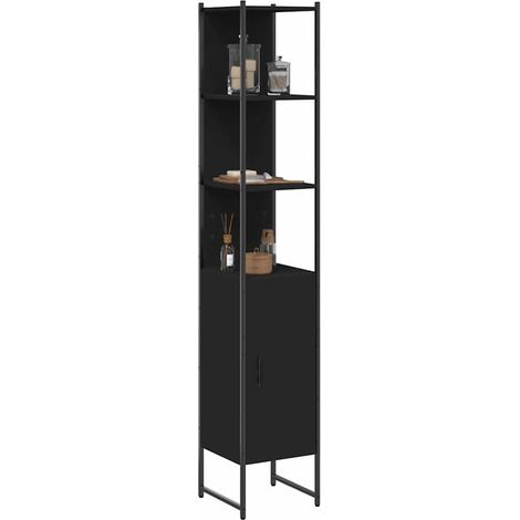 Badschrank Schwarz 33x33x185,5 cm Holzwerkstoff
