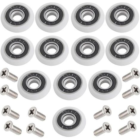 Duschkabinenrollen, 12er-Pack, 23 mm, für Schiebetüren. Rollen inklusive Schrauben für Schiebetüren. (1/4)