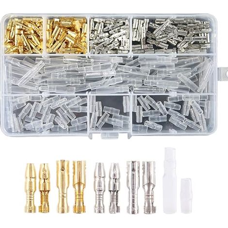 240 pièces Connecteurs de fils à bornes mâles et femelles en laiton de 3.9 mm avec manchons isolants pour voiture, camion, moto, vélo (1/5)