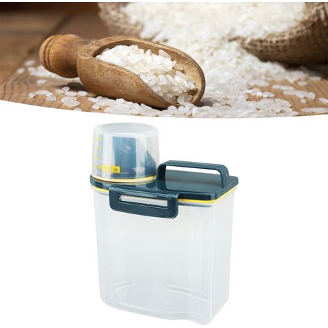 Récipient à millet gradué, étanche à l'humidité, transparent, de qualité alimentaire, tasse à mesurer, hermétique, anti-insectes, 3 jin (1,5 catties) vert (1/5)