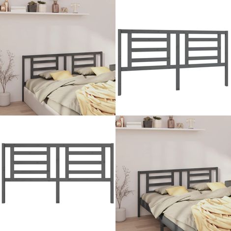 Testiera per Letto Grigia 186x4x100cm in Legno Massello di Pino - Testiera in legno massello - Testiera per letto grigia