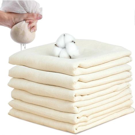 Lot de 6 étamines, 50 x 50 cm, tissage fin, qualité 100, pur coton (1/5)