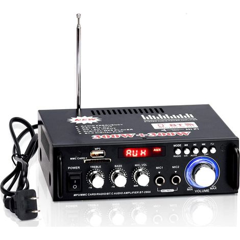 Amplificateur stéréo Bluetooth 5.0 NÖRDIC 2x40W avec entrées AUX/USB/BT, récepteur FM et 2 entrées micro. (1/5)