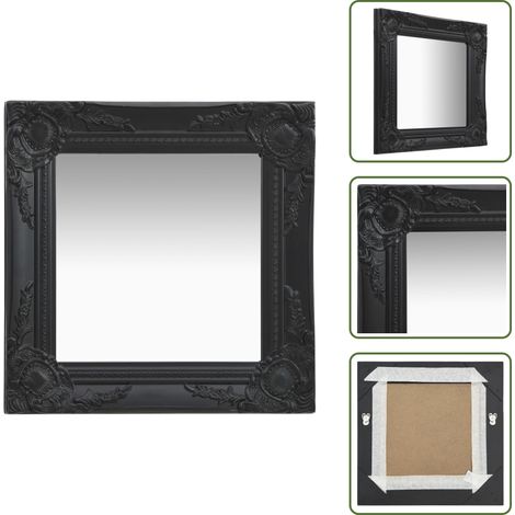 Miroir mural style baroque 40x40 cm noir - Miroir Mural - Miroir Baroque - Miroir Design - Décoration Murale - Miroir Salle De Bain (1/5)