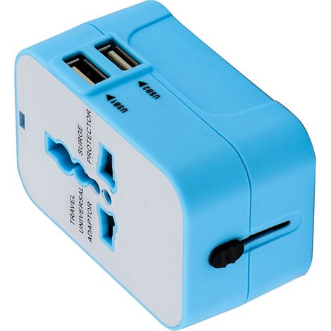 Universal-Reiseadapter weltweit, All-in-One-Netzstecker-Konverter, tragbar, multifunktional, blau (1/5)
