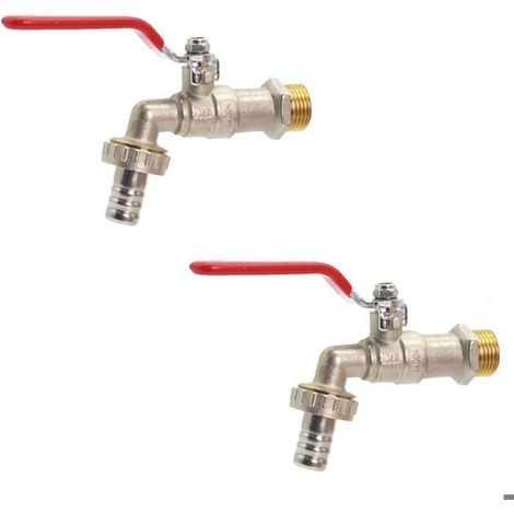 Robinet extérieur en laiton à poignée plate – Lot de 2 – Filetage métrique précis – Résistant à la rouille et durable (1/4)