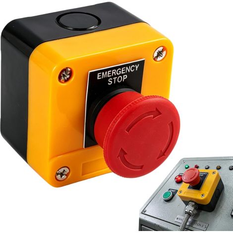 Emergency Stop Button 110V-400V with IP65 Waterproof Rating Safety Switch with NC DPST Contact, Durable Materials, Compact and Versatile for Industrial and Electrical Applications (1/5)