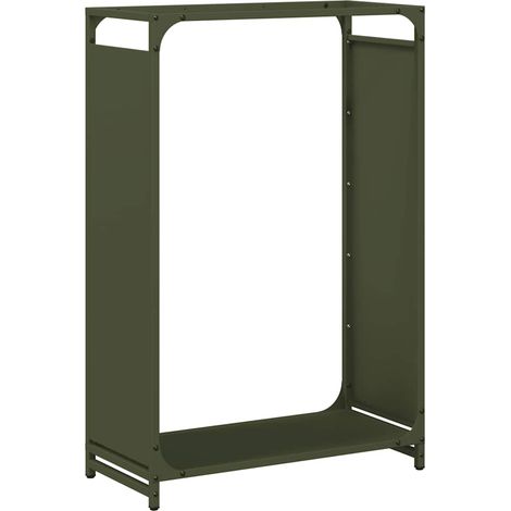 Portant de bois chauffage vert olive 60x28x90 cm