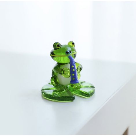 Figura decorativa de rana de cristal en miniatura – juego de 6, color verde, para terrarios, jardines de hadas y como decoración del hogar. (1/5)