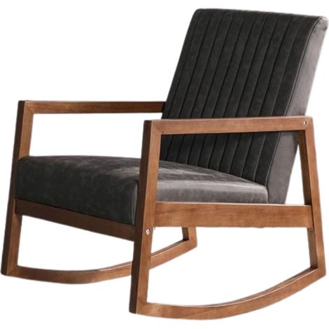 Wahson Sillón Mecedora en Cuero Sintético Acolchado Estilo Retro con Estructura de Madera Ideal para Salón Dormitorio Balcón, Gris (1/5)