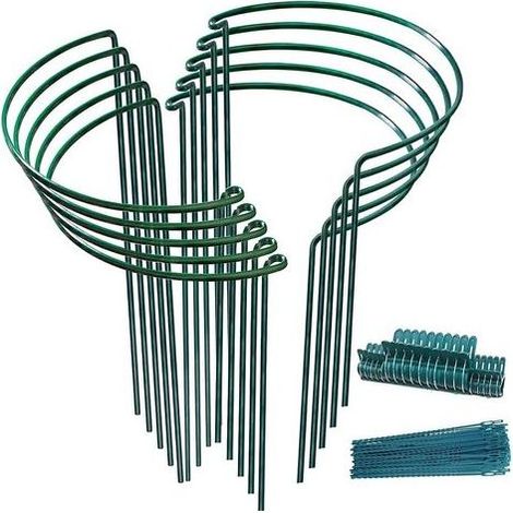 10x Tuteurs Pour Plantes, Piquets Verts Demi-Ronds Support Plantes Plante,Aidez Vos à Pousser - Anneau de Plante Pieux Hortensias,Pivoines,Plantes Vivaces(25cmx40cm), 25x40cm-10 paquets (1/5)