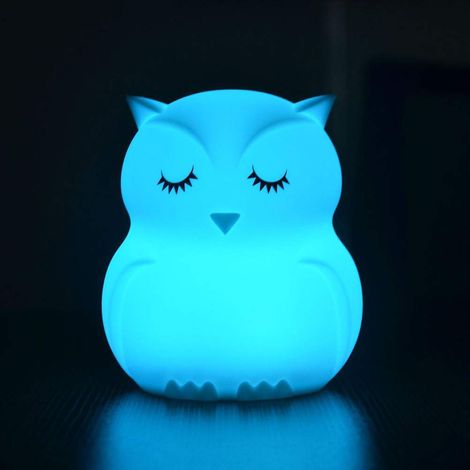 LEMROE Télécommande LED Tactile Coloré Hibou Tapping Lampe Atmosphère De Chevet Sans Pile Inclus [Classe Énergétique A et ] (1/5)